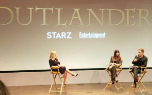 outlander panel, outlander season 3 nyc premiere, Sam Heughan, Caitriona Balfe, Lynette Rice