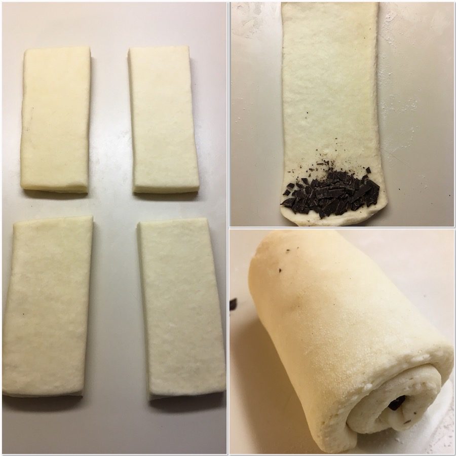 rolling rectangular croissants collage