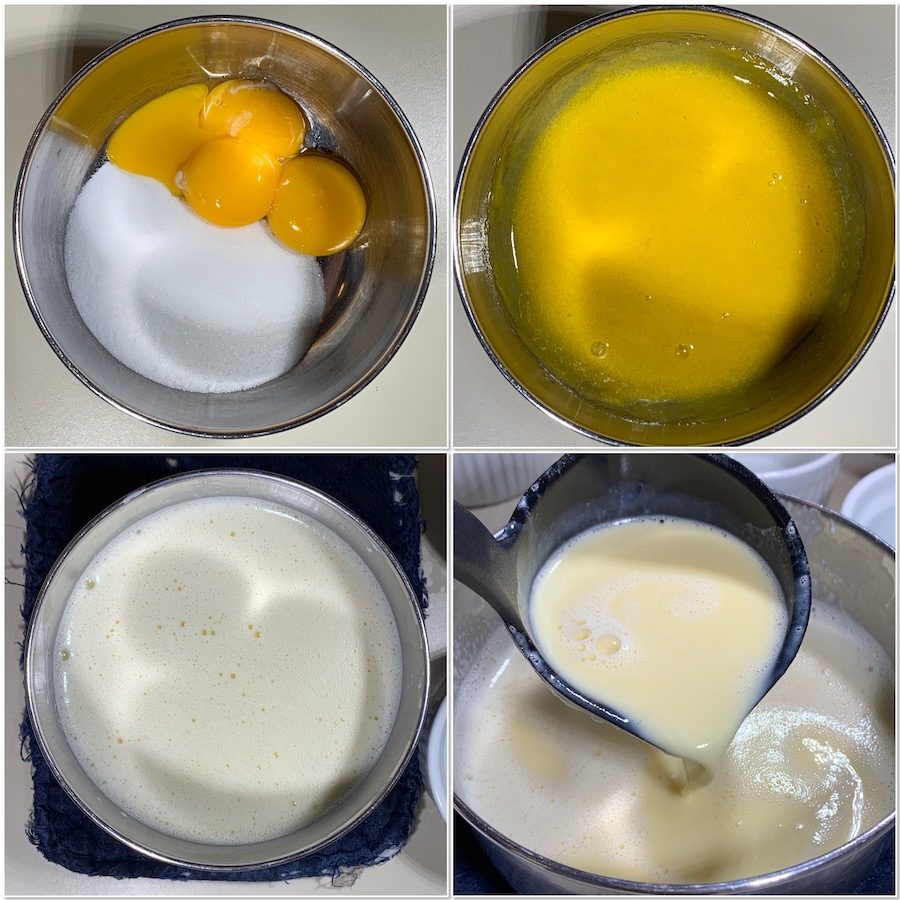 Mixing egg custard based collage