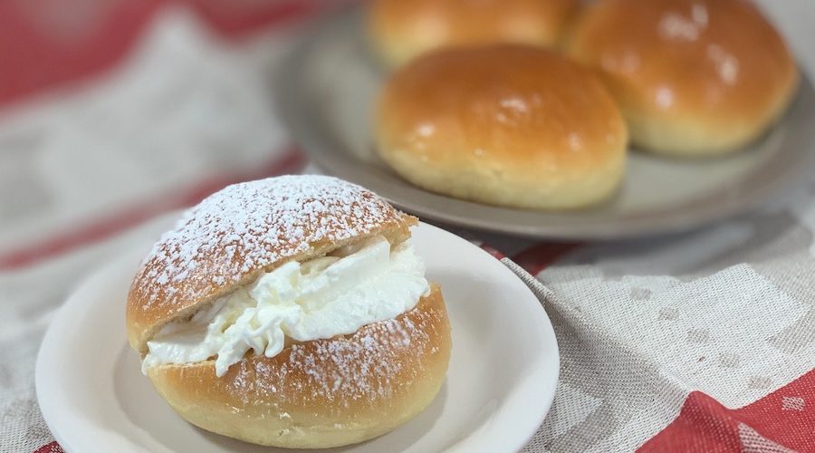 Scottish Cream Bun plated with 3 more in the background