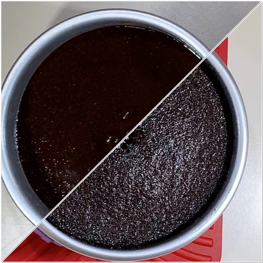 Port Wine Chocolate Cake before and after baking collage