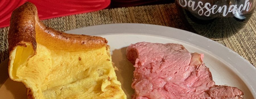 Yorkshire pudding plated closeup