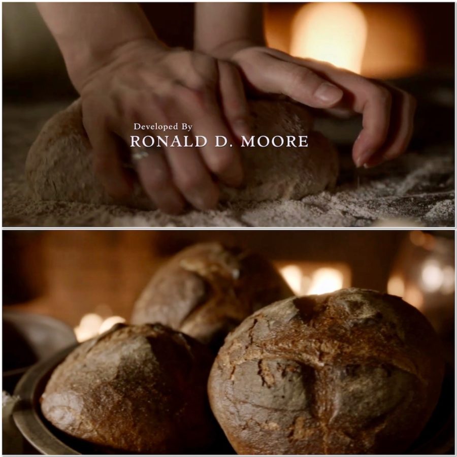 Outlander baking bread S5E2 collage