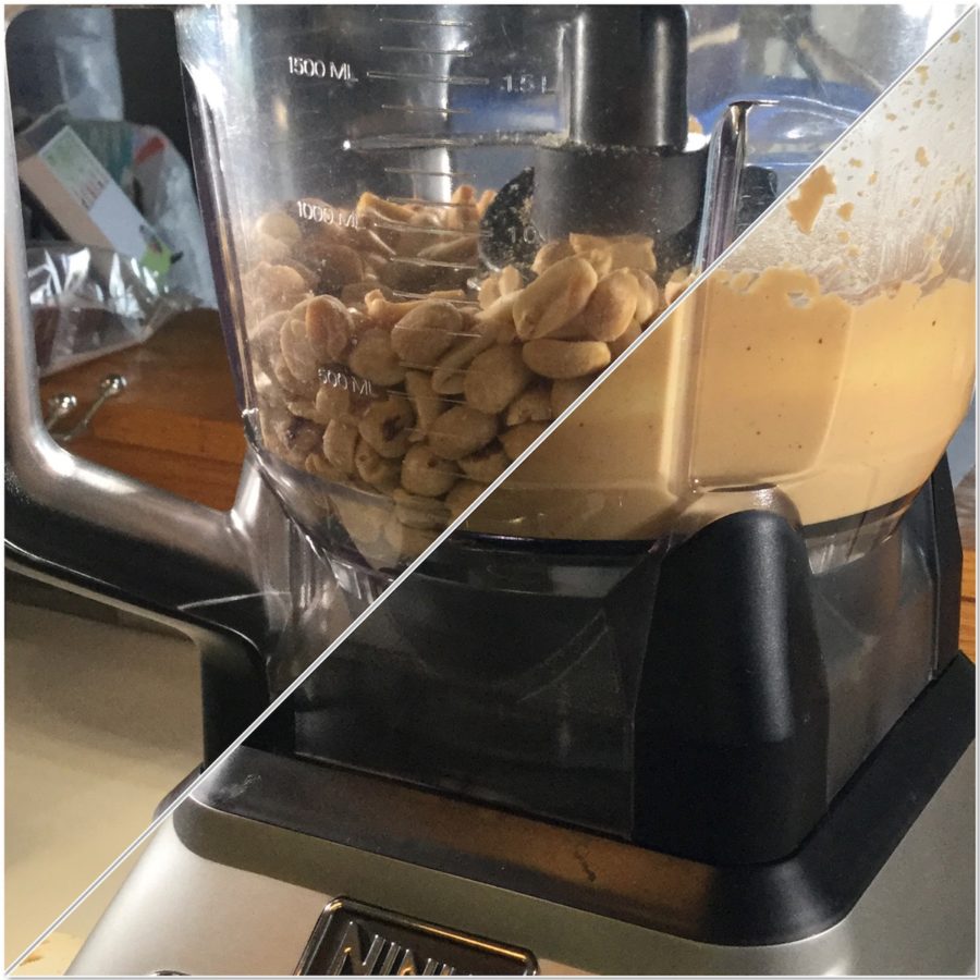 making homemade old-fashioned peanut butter in food processor collage