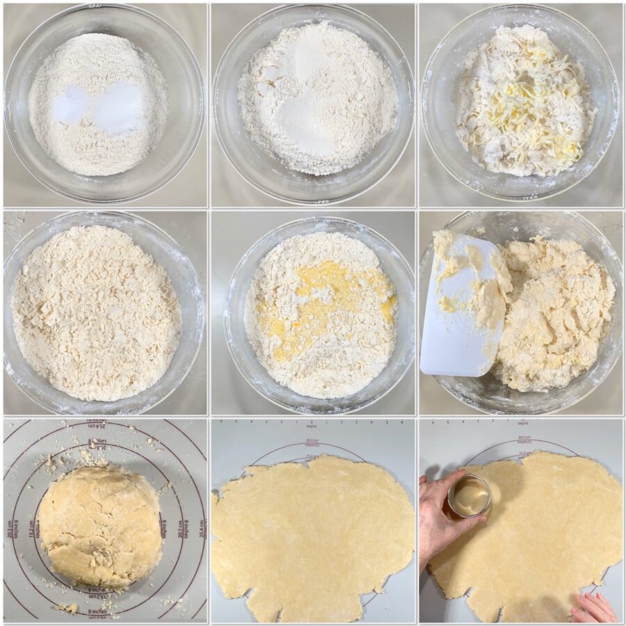 making short crust pastry dough collage