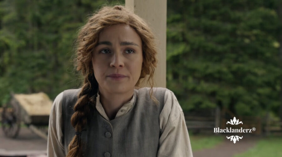 Brianna on the porch telling Jamie about the Trail of Tears in episode 4: Hour of the Wolf.